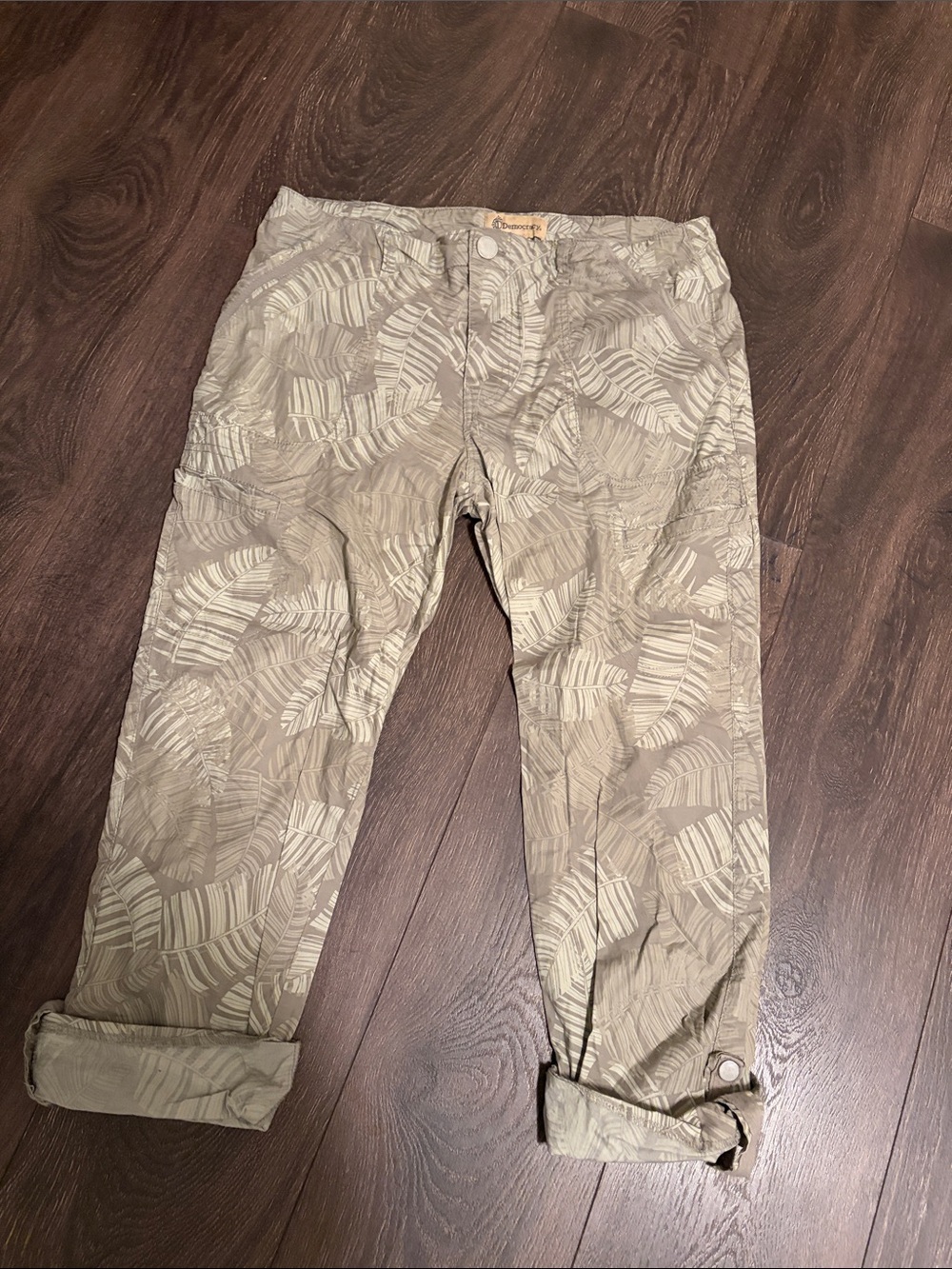 Democracy Beige Leaf-Print Flex-Ellent Chinos 10